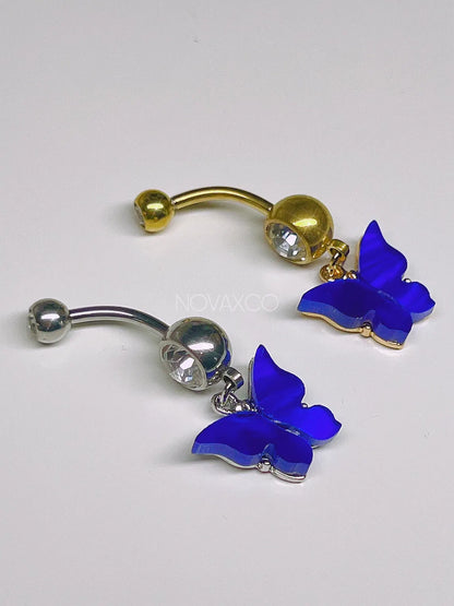 Multicolor Butterfly Charm Dangle Belly Ring