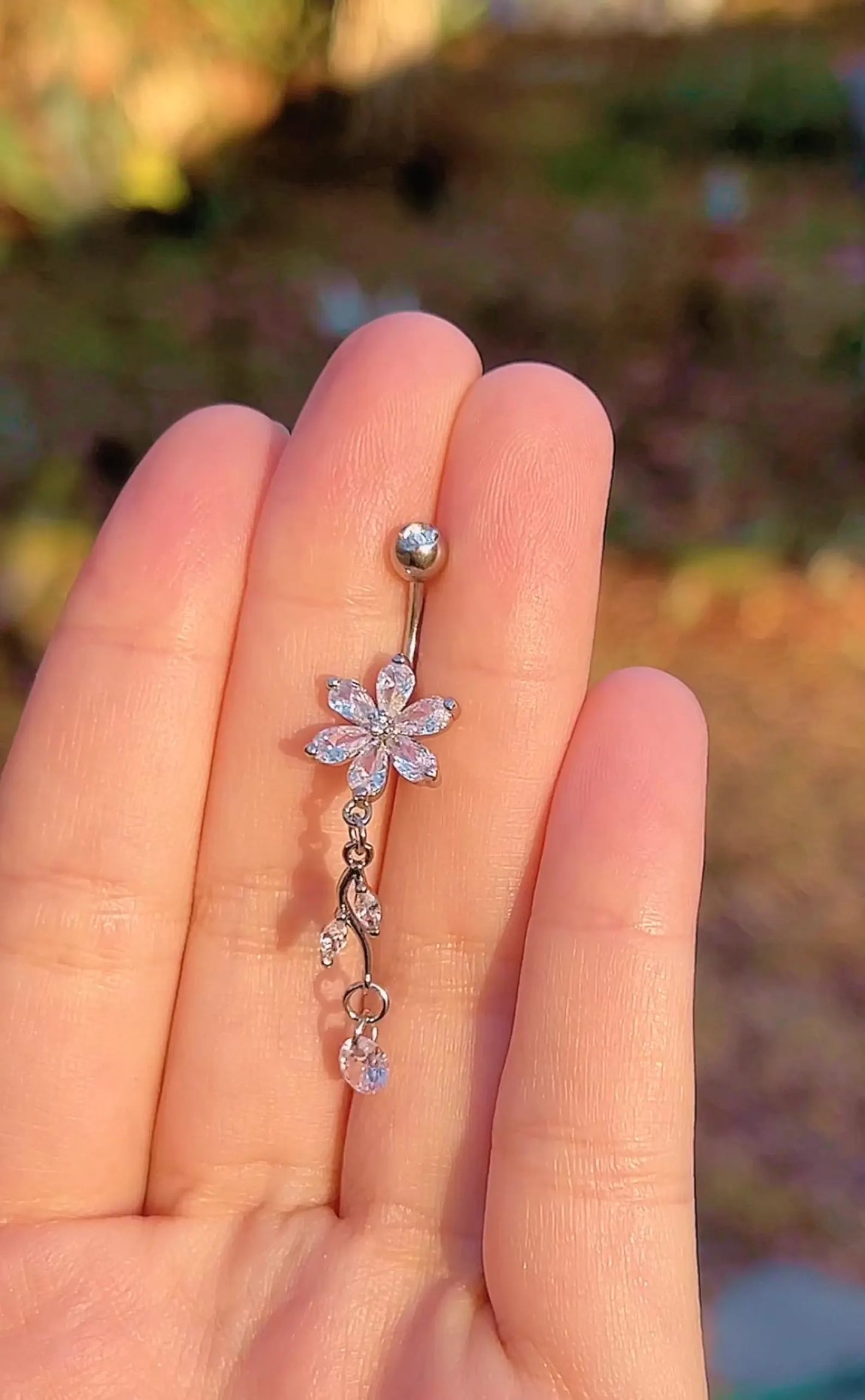 Floral Long Dangly Belly Ring