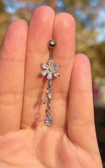 Floral Long Dangly Belly Ring