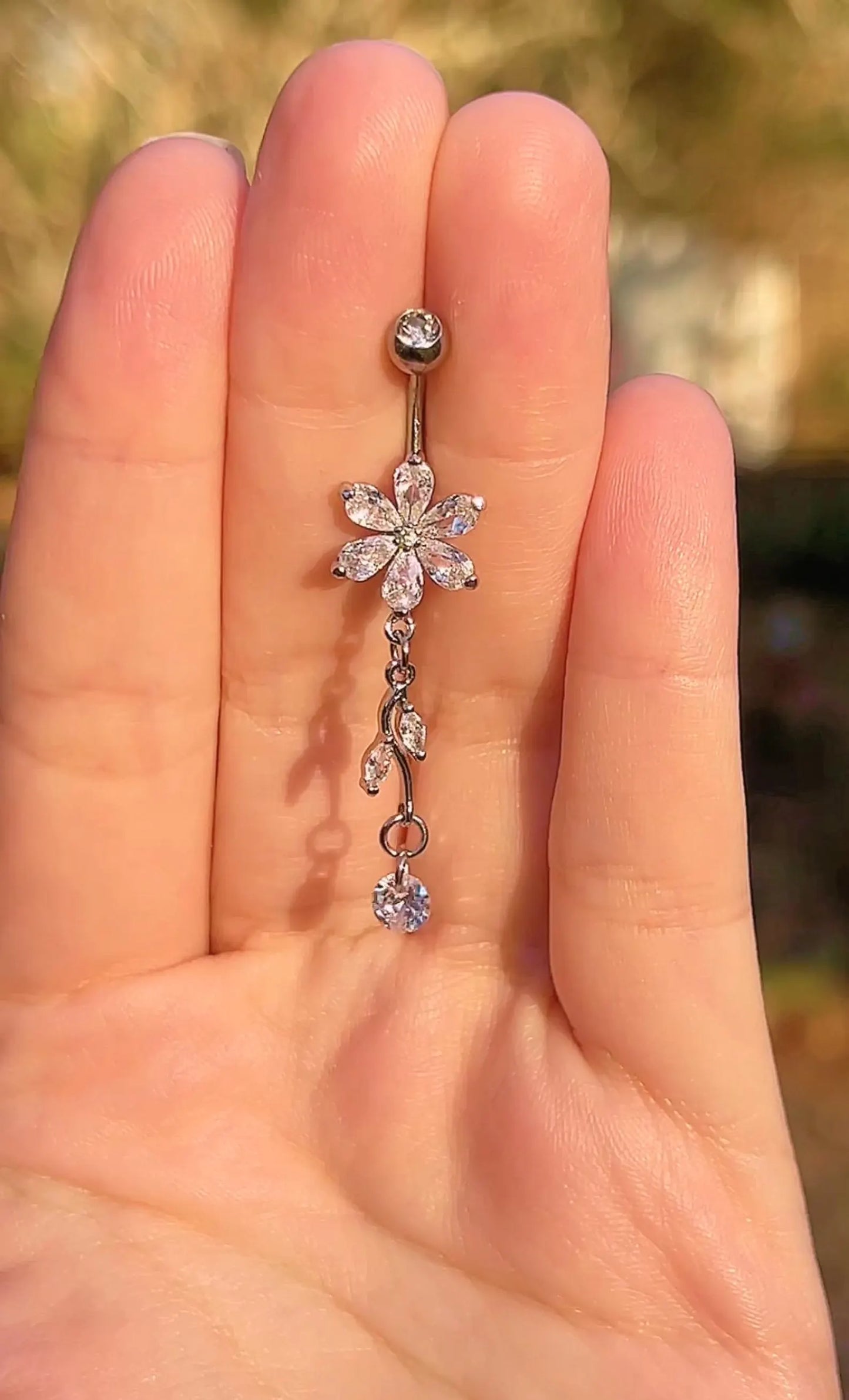 Floral Long Dangly Belly Ring