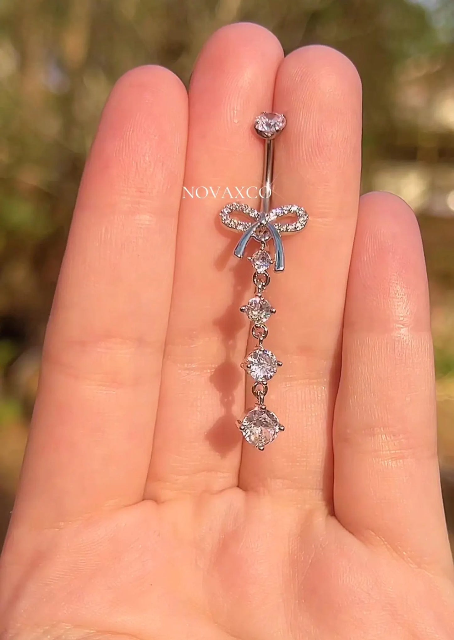 Long Dangly Bow Titanium Belly Ring