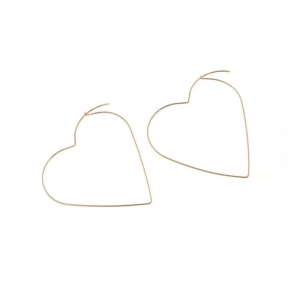 Wire Heart Hoop Earrings