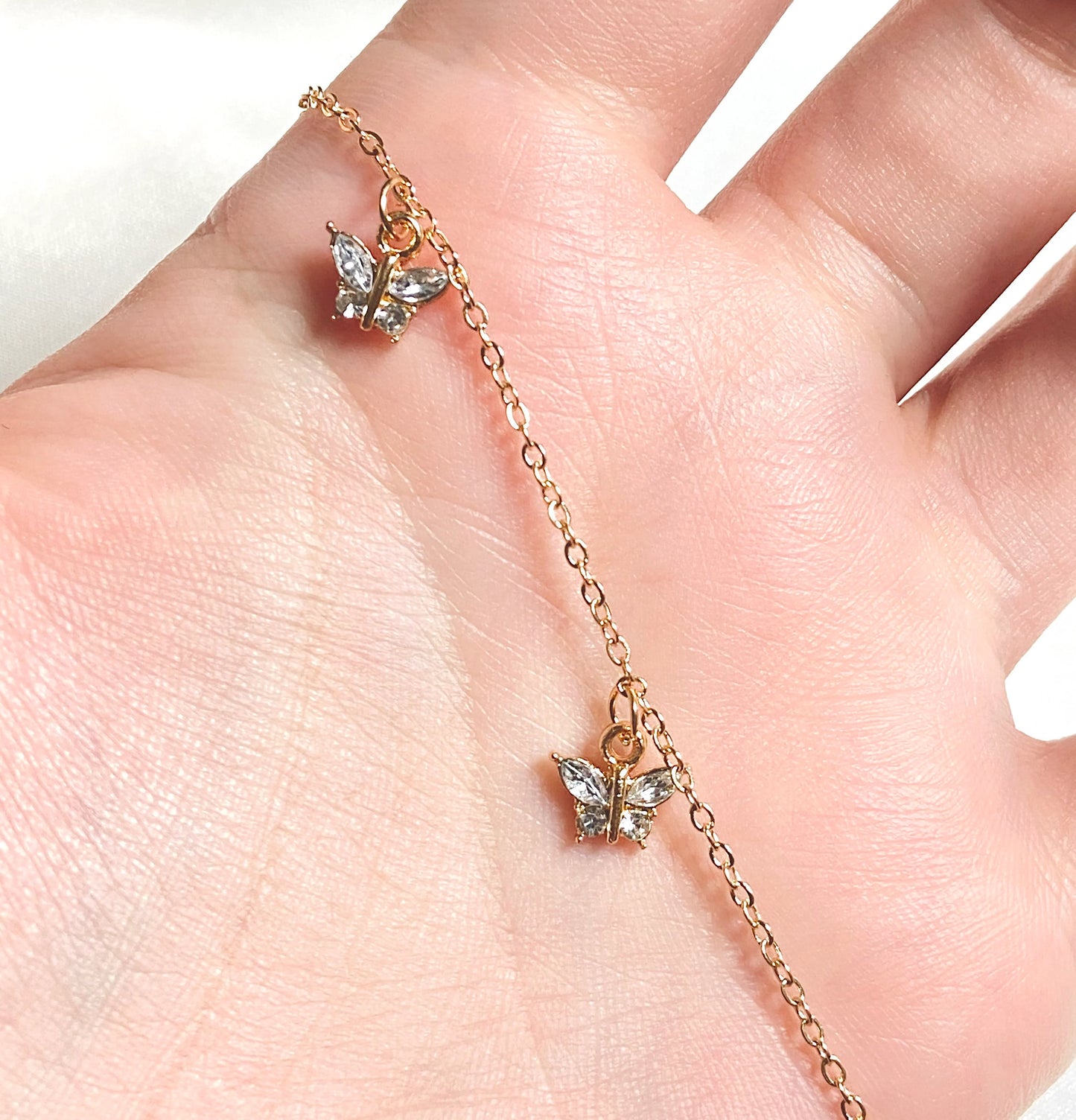 Tiny Butterfly Charm Anklet