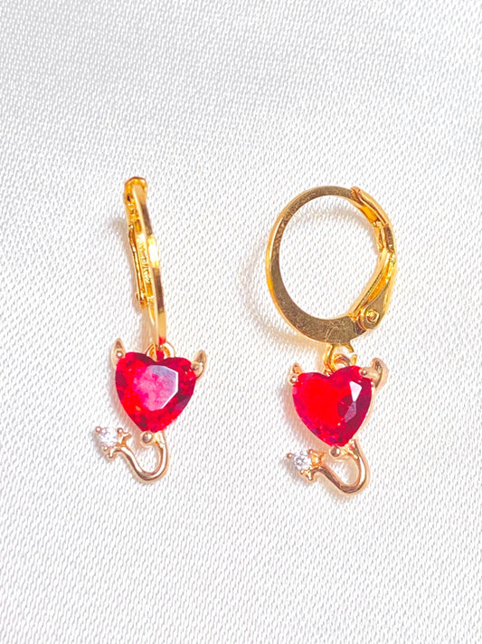 Mini Devil Heart Drop Earrings