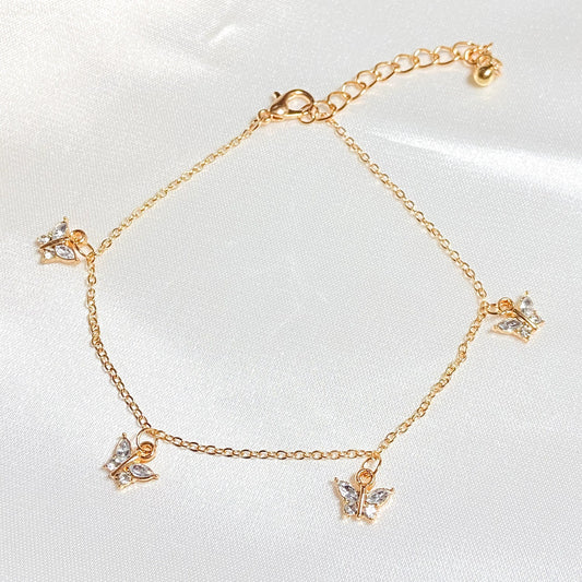 Tiny Butterfly Charm Anklet