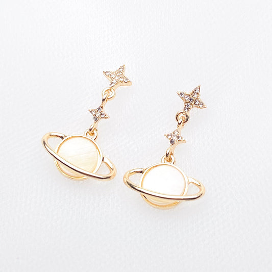 Pearly Saturn Drop Earrings