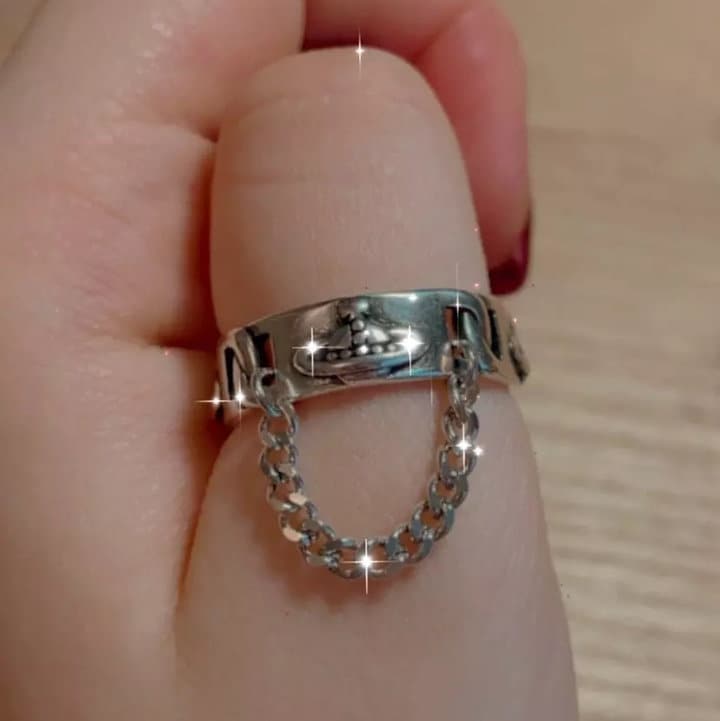Saturn Planet Orb Ring With Chain
