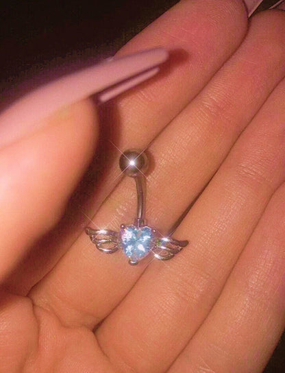 Angel Wing Heart Belly Ring