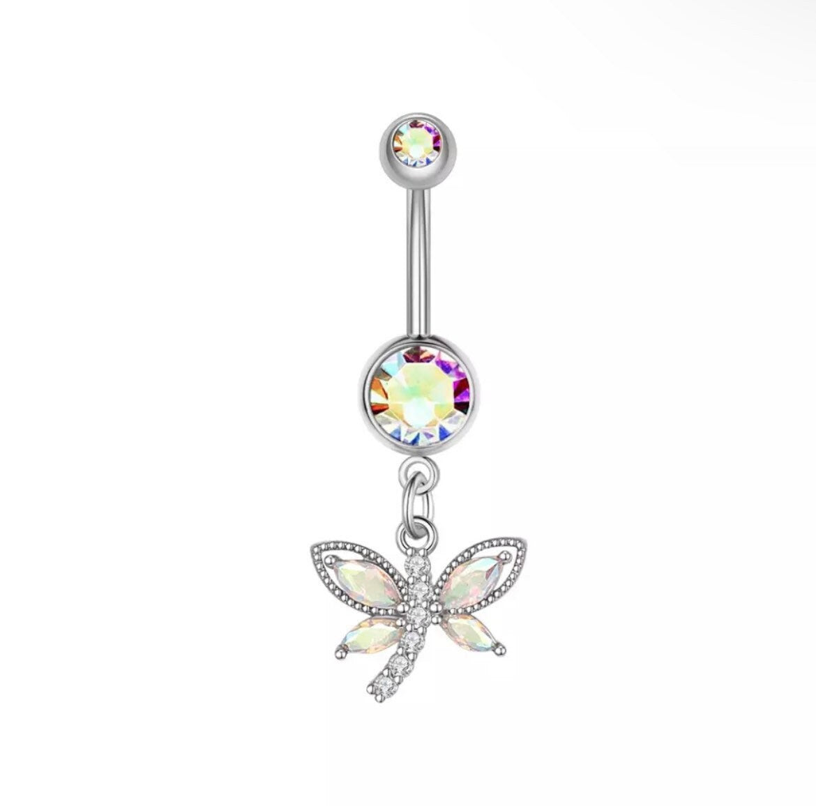 Opal Dragonfly Belly Ring