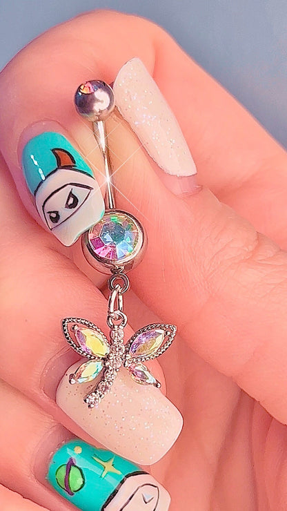 Opal Dragonfly Belly Ring