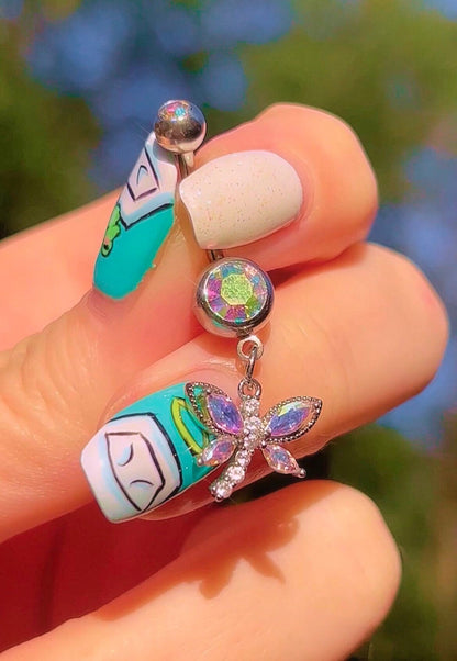 Opal Dragonfly Belly Ring