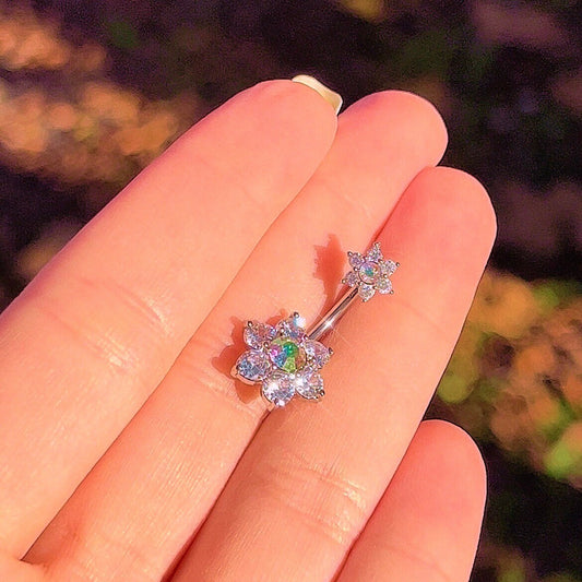 Opalescent Flower Belly Ring