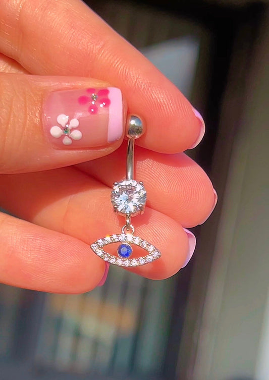 Tiny Evil Eye Belly Button Ring