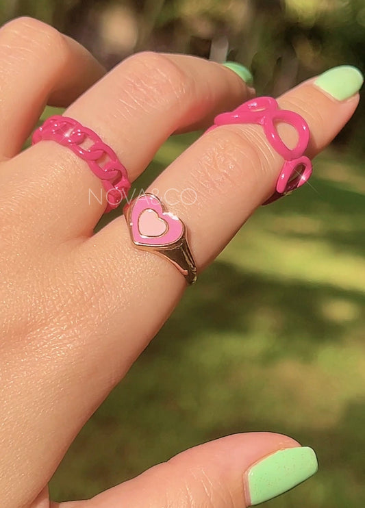 Y2K Heart Ring Set