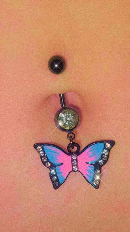 Black Butterfly Belly Ring