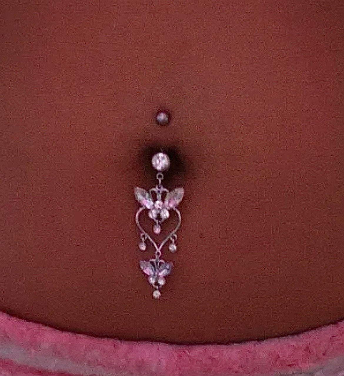 Sparkly Silver Butterfly Dangle Belly Ring