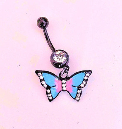 Black Butterfly Belly Ring