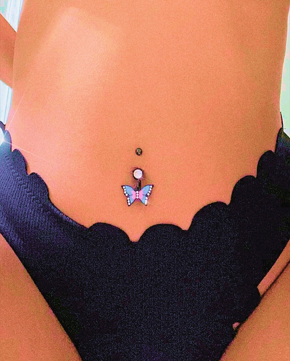 Black Butterfly Belly Ring