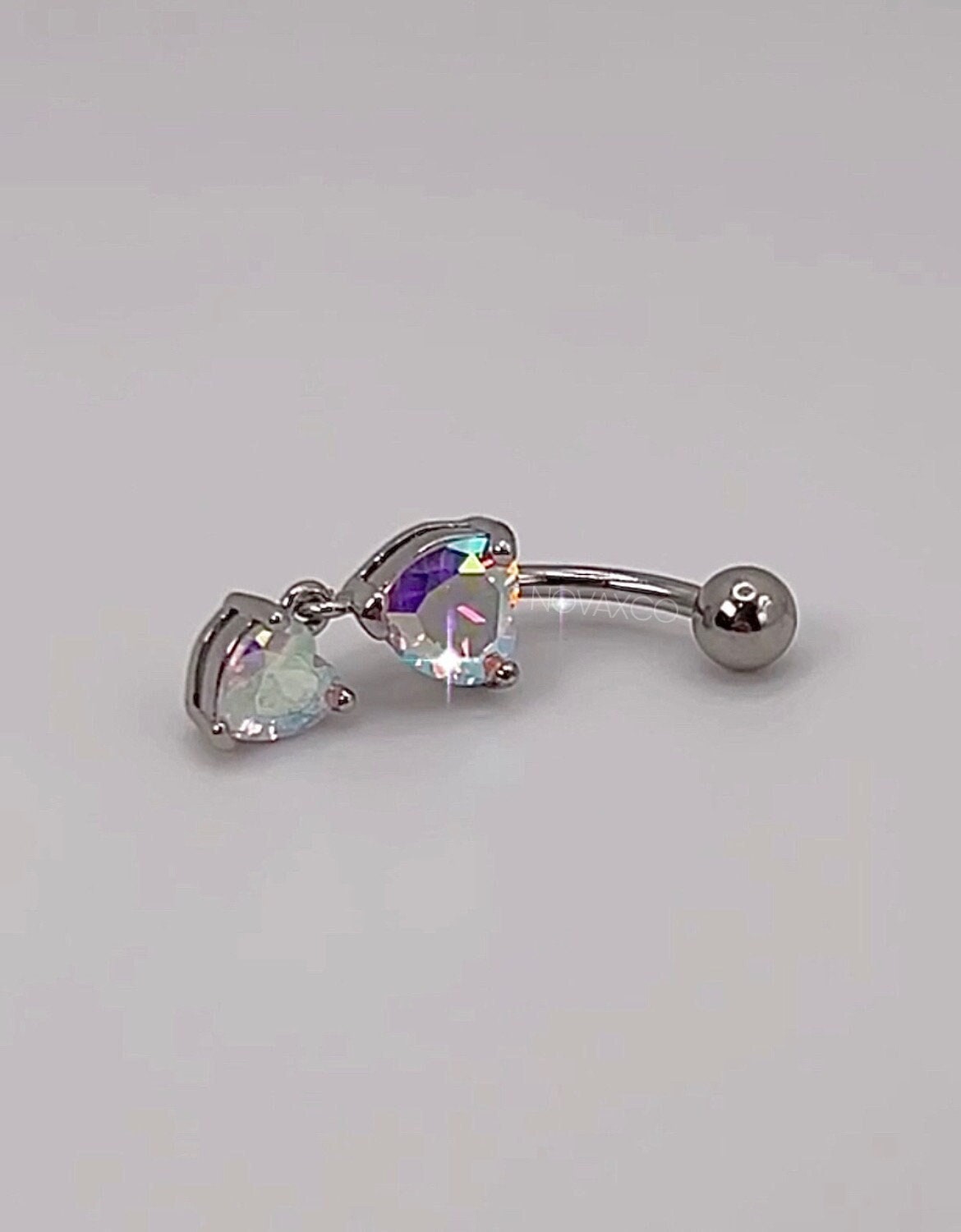 Opal Heart Drop Belly Button Ring