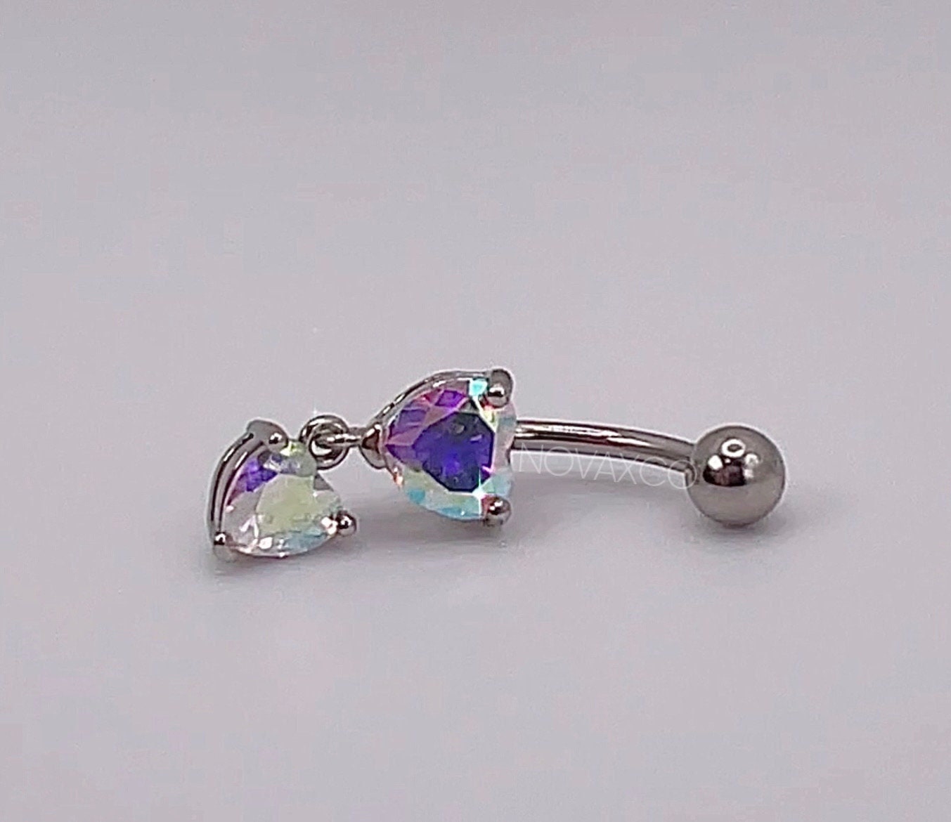 Opal Heart Drop Belly Button Ring