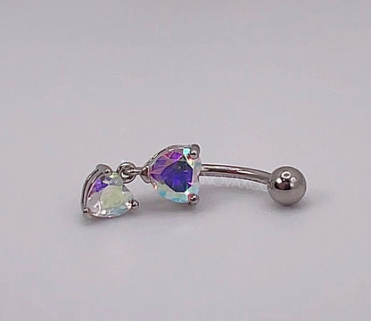 Opal Heart Drop Belly Button Ring