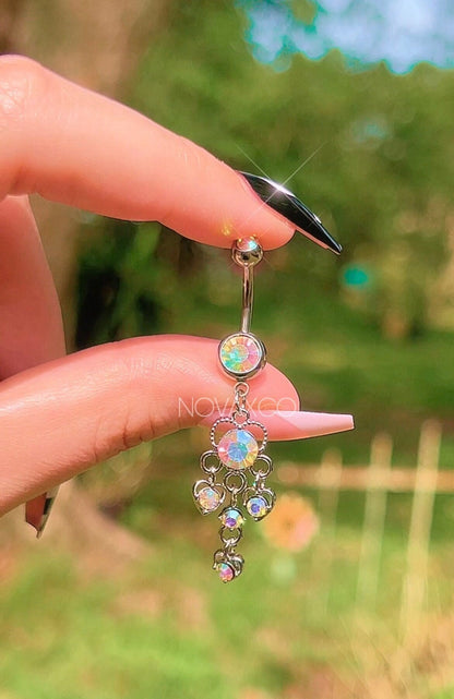 Opalescent Chandelier Heart Belly Ring