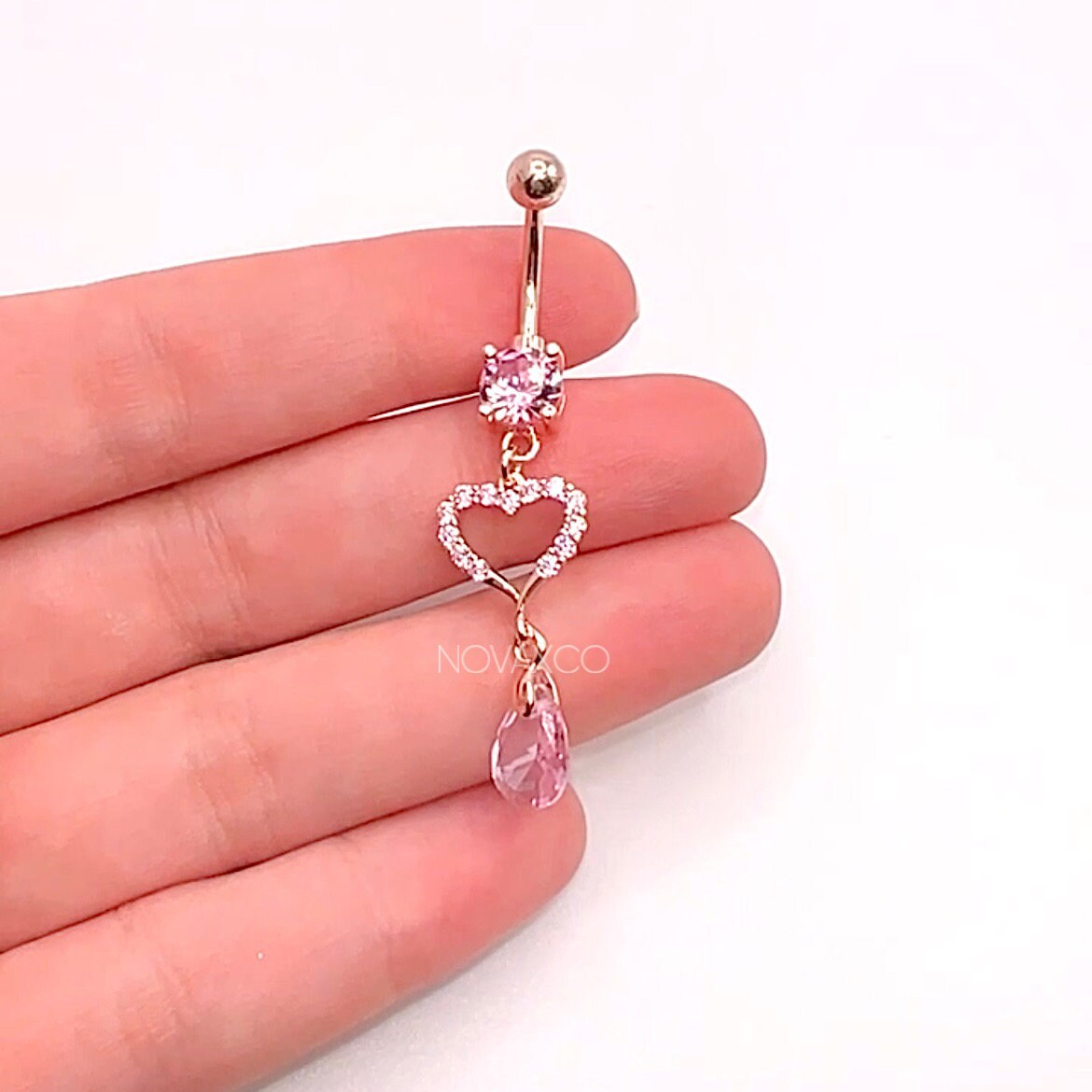 Gold Heart Dangly Belly Ring