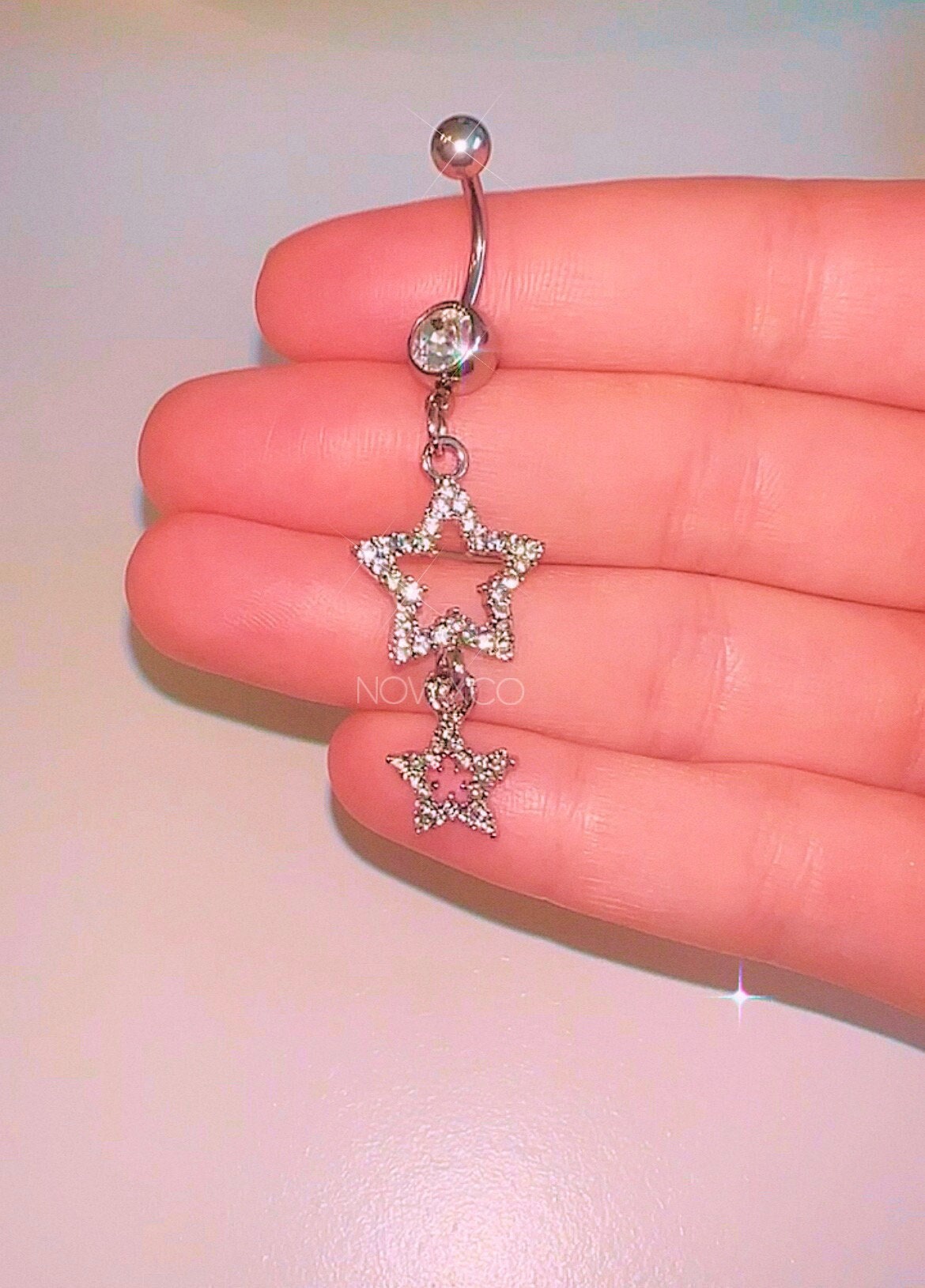 Double Star Dangly Belly Ring