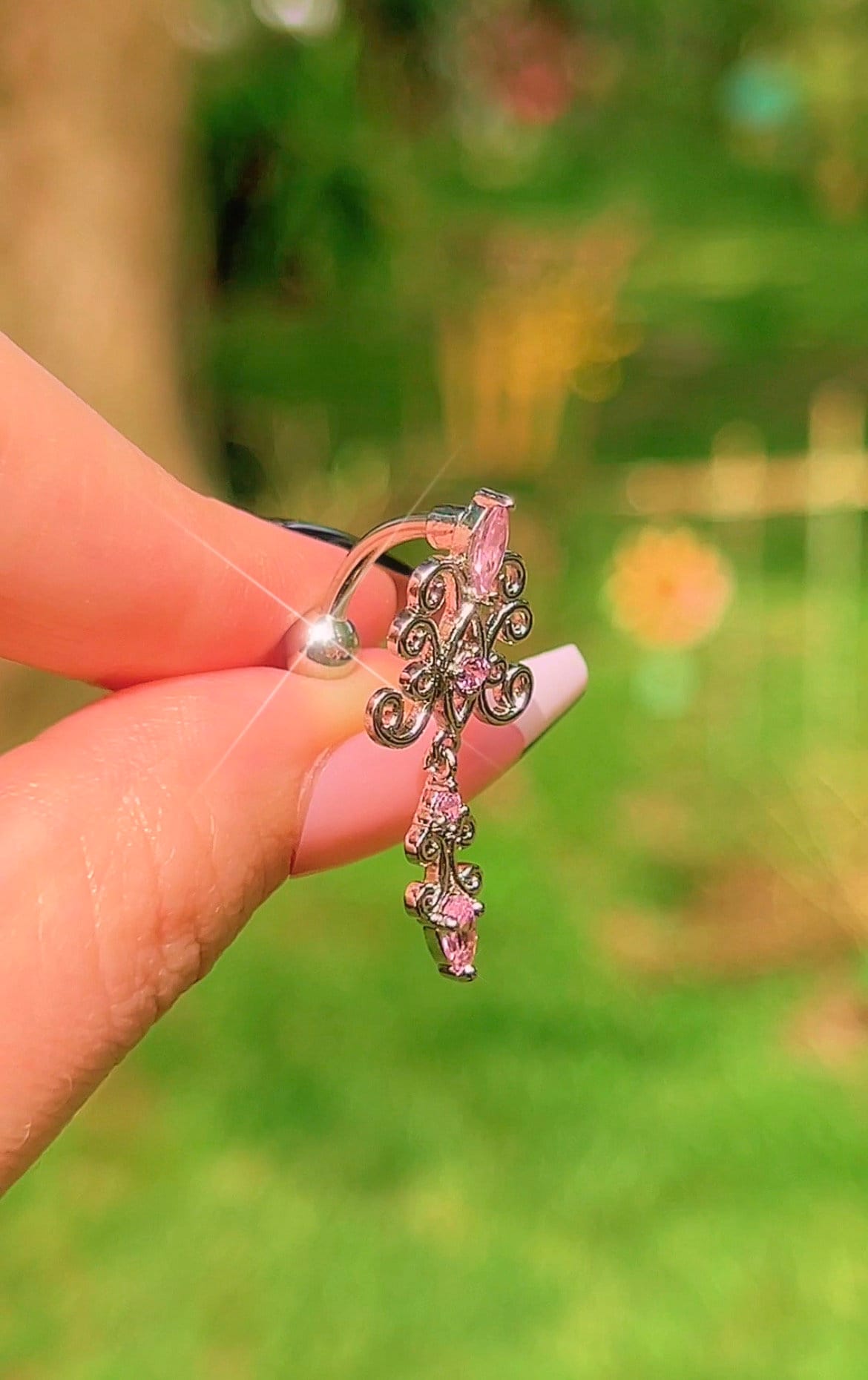 Pink Finley Top Drop Belly Ring