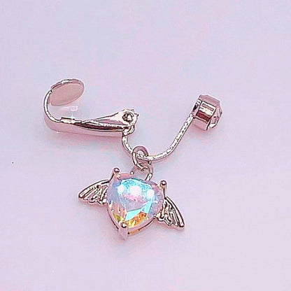 Opal Angel Heart Fake Belly Ring