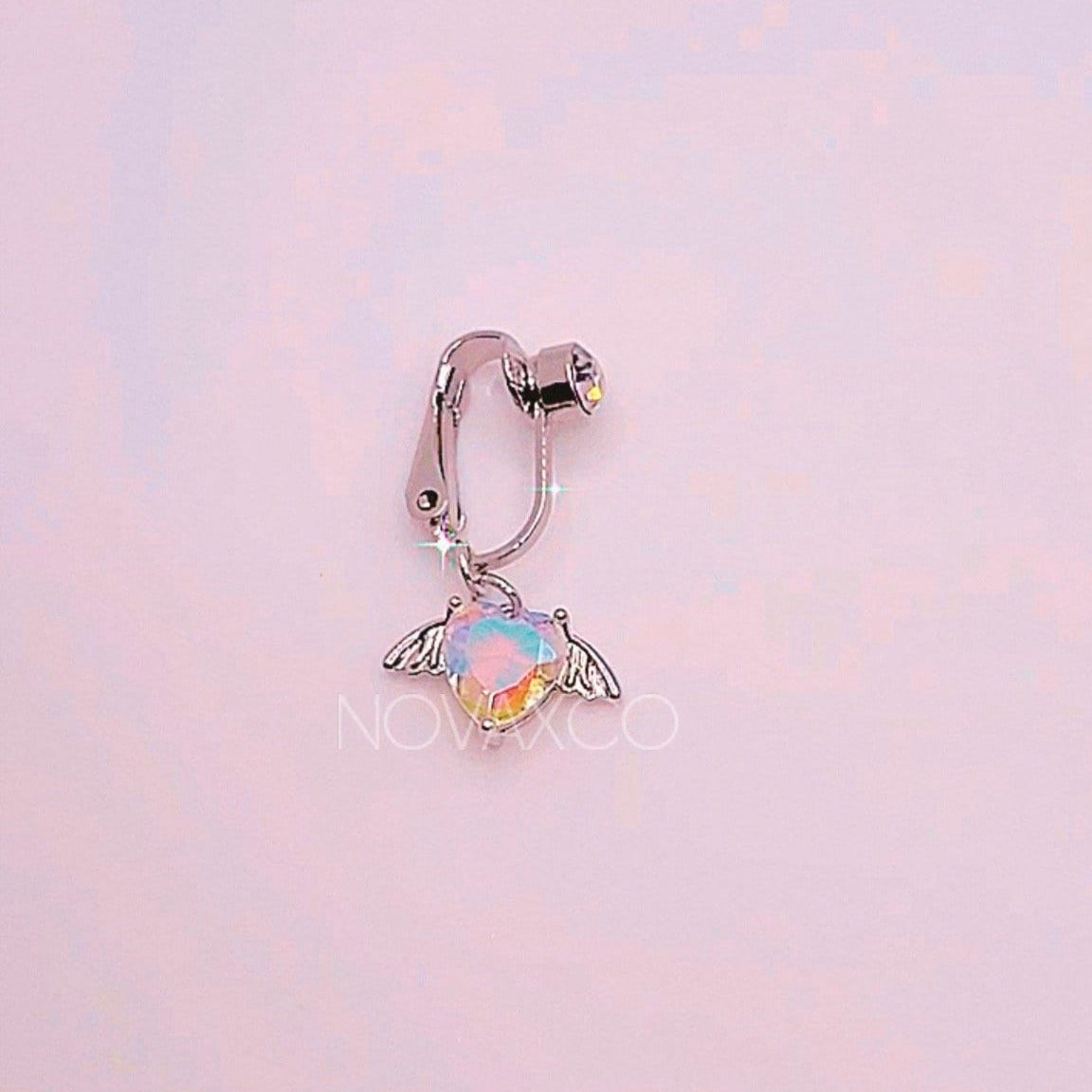 Opal Angel Heart Fake Belly Ring