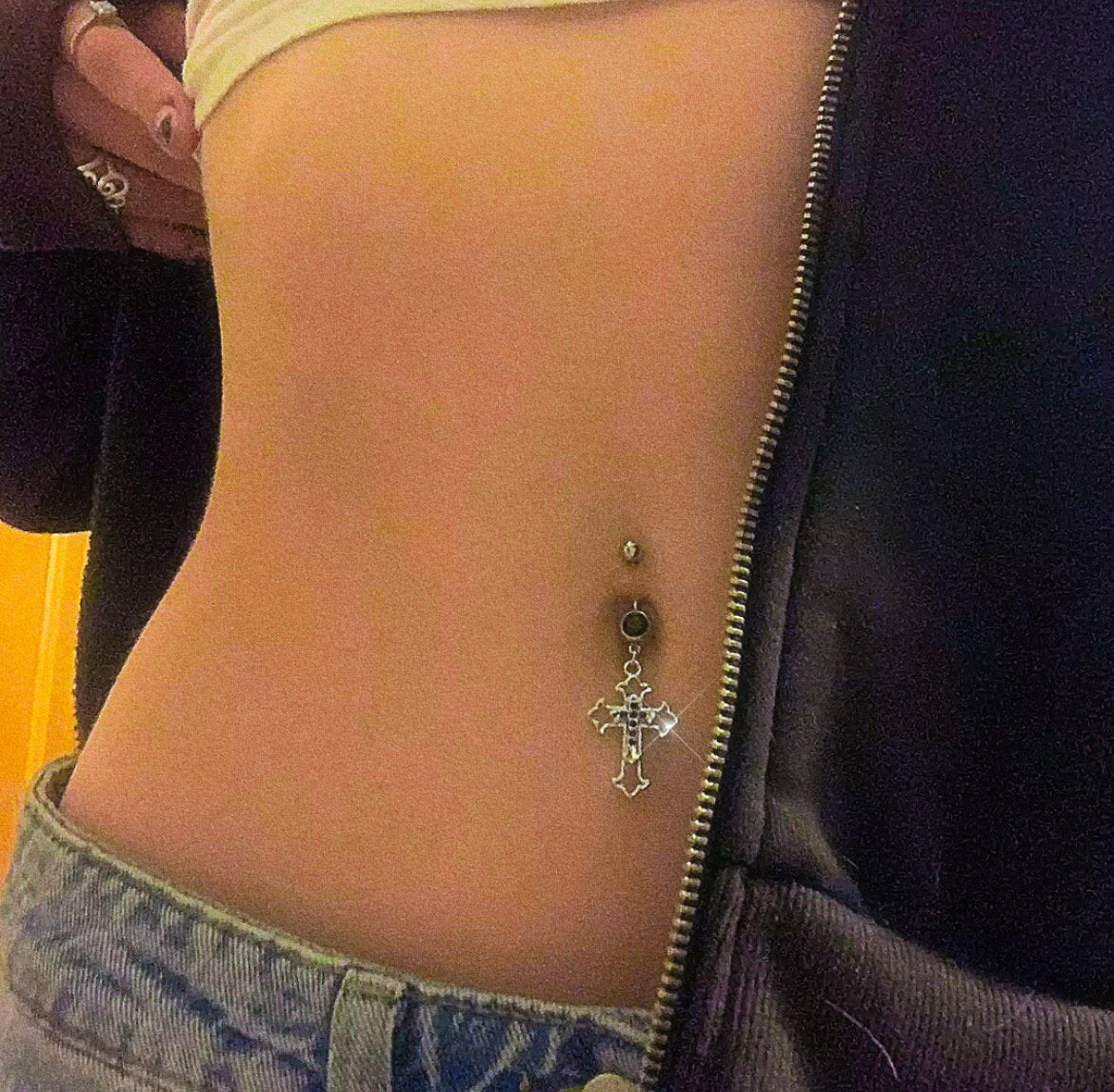 Alternative Cross Belly Button Ring