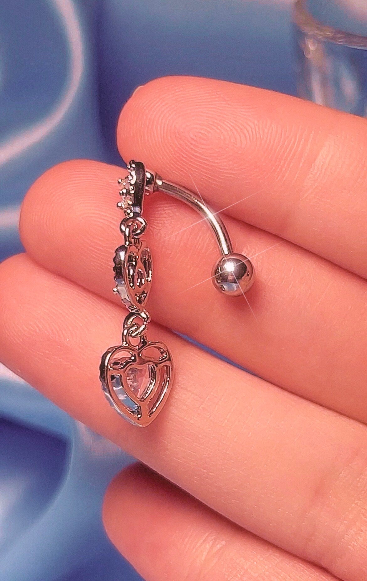 Top Down 3 Heart Belly Ring