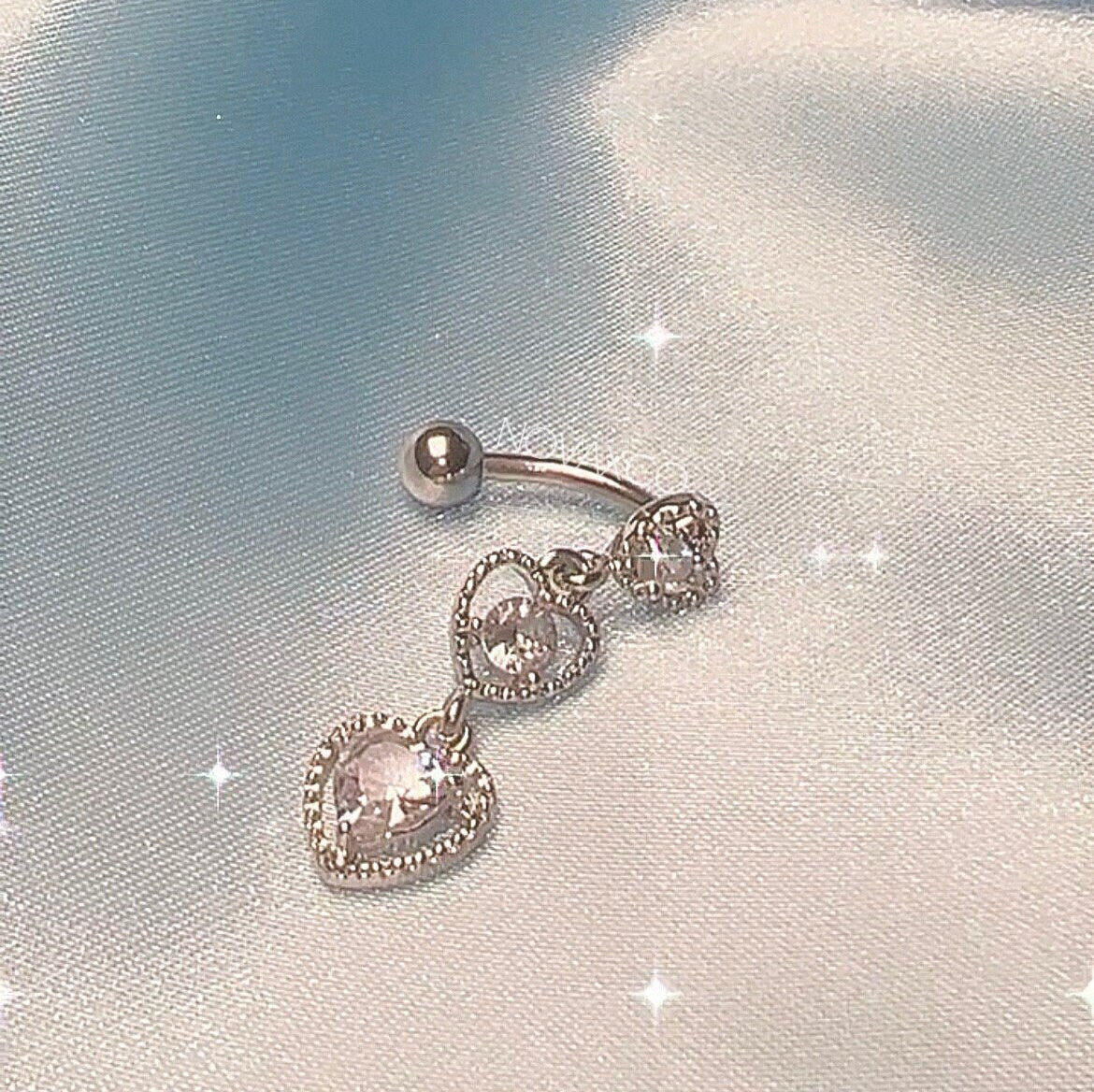 Top Down 3 Heart Belly Ring