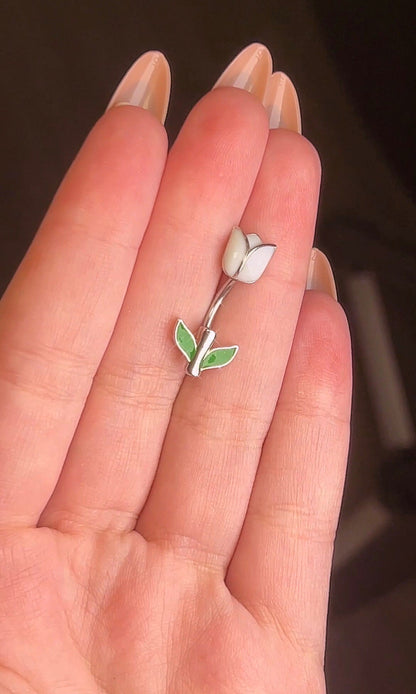 Tulip belly button ring