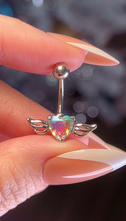 Angel Wing Heart Belly Ring