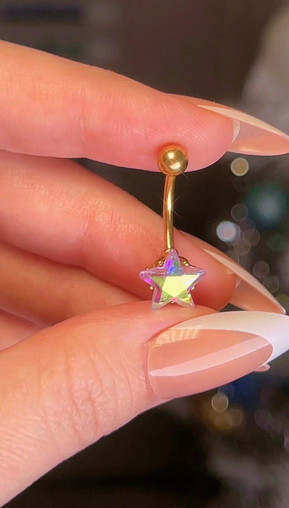 Gold Opal Star Belly Ring