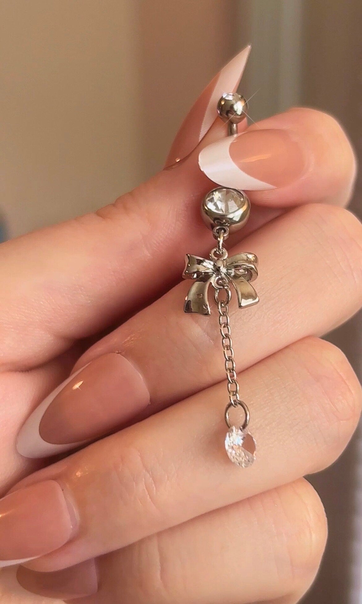 Chain Dangle Bow Belly Ring