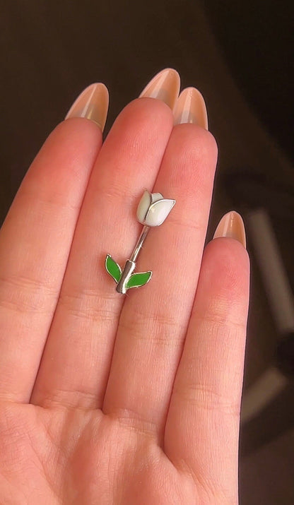 Tulip belly button ring