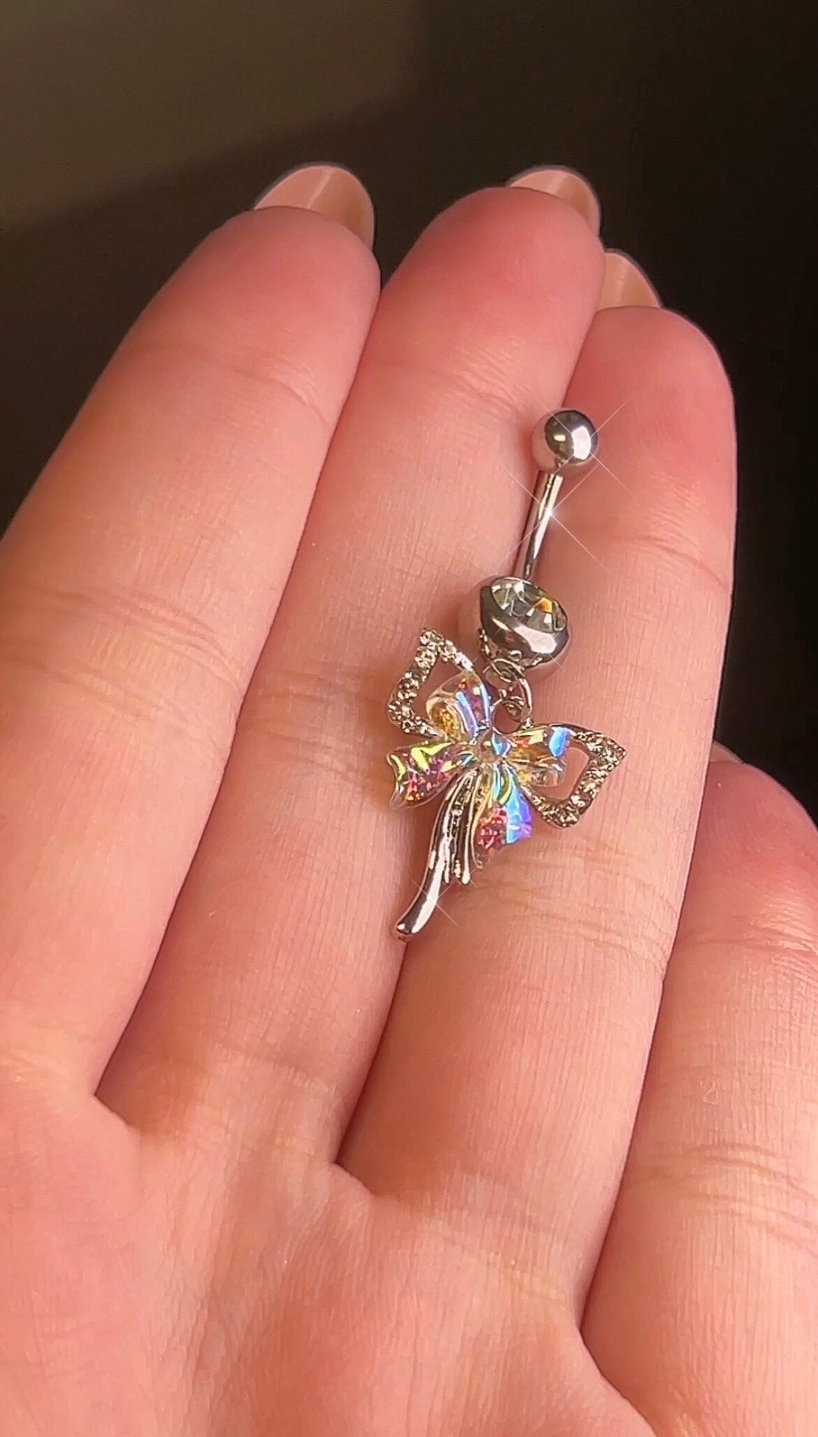 Iridescent Bow Belly Ring
