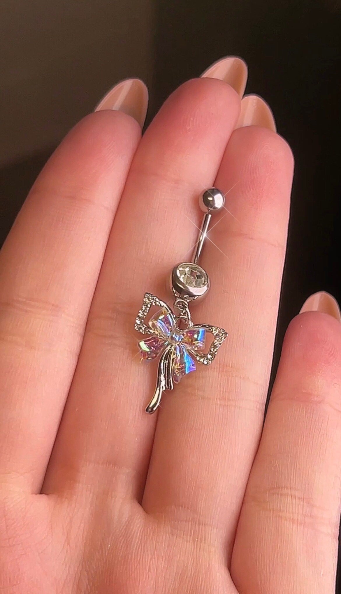 Iridescent Bow Belly Ring