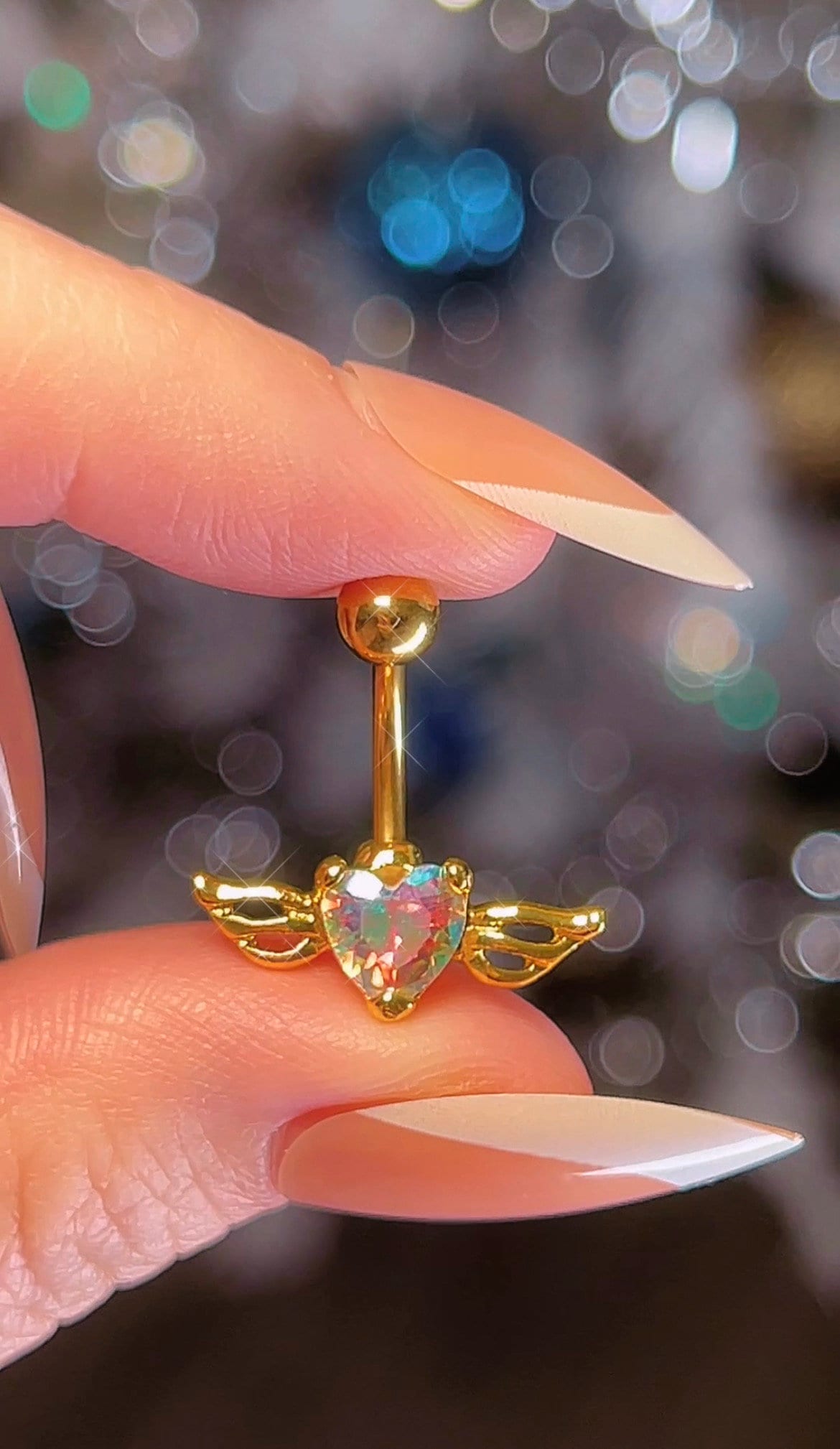 Angel Wing Heart Belly Ring