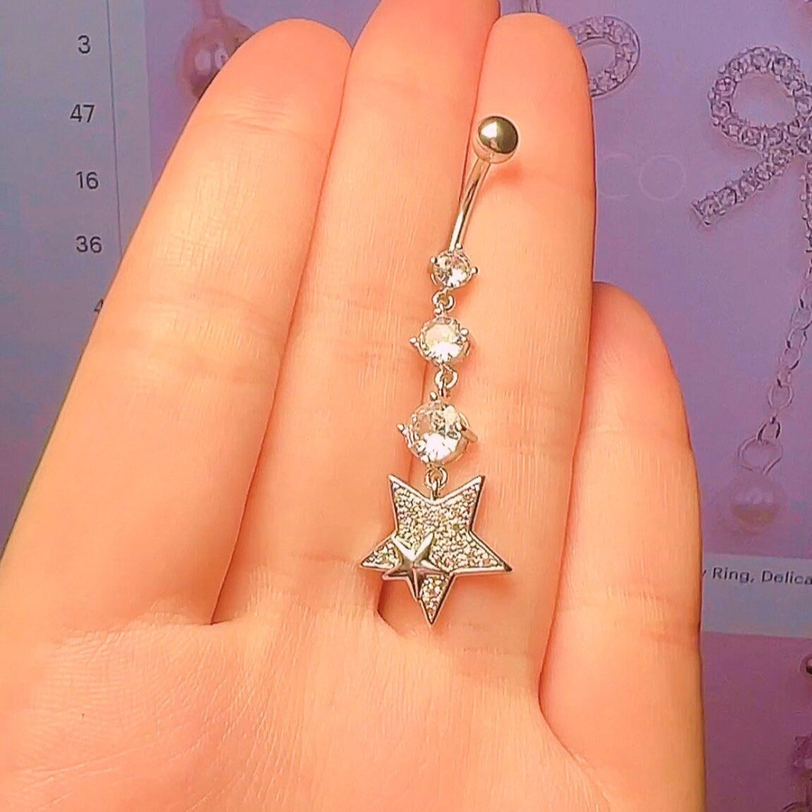 Long Dangly Star Belly Ring