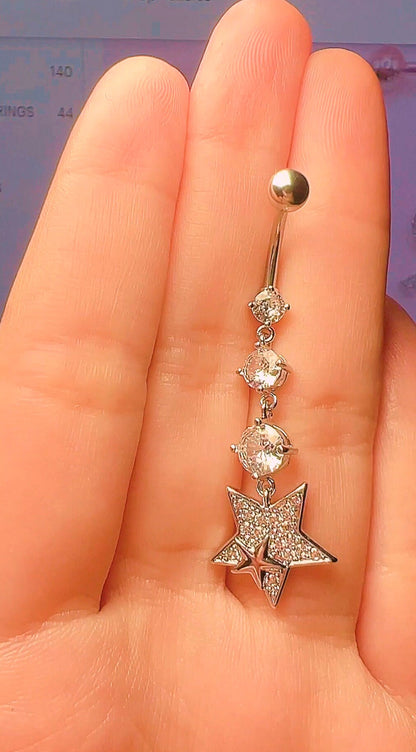 Long Dangly Star Belly Ring