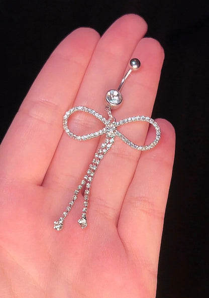 Rhinestone Bow Belly Button Ring