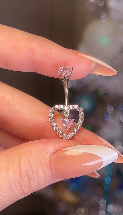 Emerald Heart Belly Button Ring