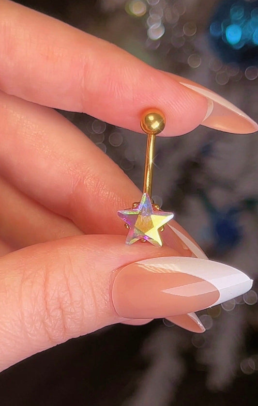 Gold Opal Star Belly Ring