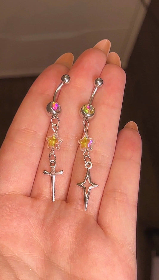 Aesthetic Charm Iridescent Star Belly Rings