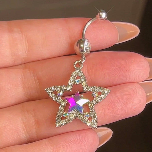 Big Opal Star Belly Ring