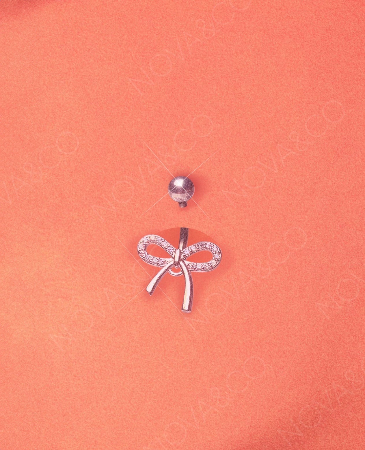 Dainty Bow Belly Button Ring | 14G/10MM Silver Floating Navel Piercing